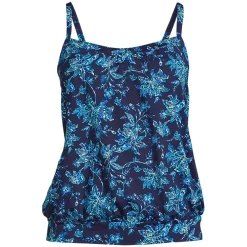 Women's Chlorine Resistant Blouson Tankini Swimsuit Top