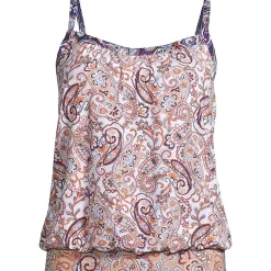 Women's Chlorine Resistant Blouson Tankini Swimsuit Top