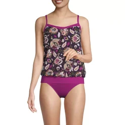 Women's Chlorine Resistant Blouson Tankini Swimsuit Top