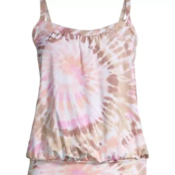 Women's Chlorine Resistant Blouson Tankini Swimsuit Top