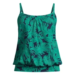 Women's Chlorine Resistant Blouson Tankini Swimsuit Top