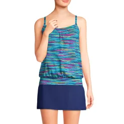 Women's Chlorine Resistant Blouson Tankini Swimsuit Top