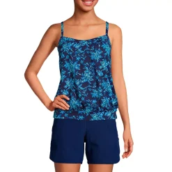 Women's Chlorine Resistant Blouson Tankini Swimsuit Top