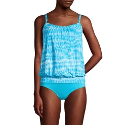 Women's Chlorine Resistant Blouson Tankini Swimsuit Top