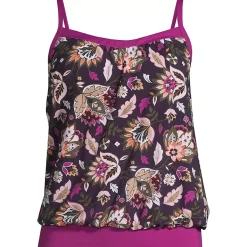 Women's Chlorine Resistant Blouson Tankini Swimsuit Top