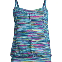 Women's Chlorine Resistant Blouson Tankini Swimsuit Top