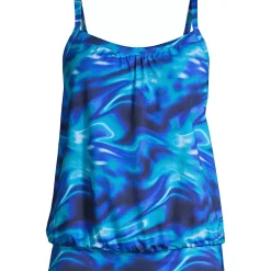 Women's Chlorine Resistant Blouson Tankini Swimsuit Top