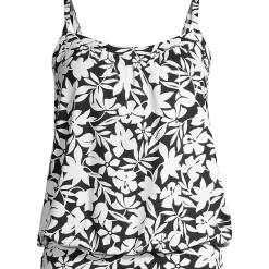 Women's Chlorine Resistant Blouson Tankini Swimsuit Top