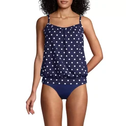 Women's Chlorine Resistant Blouson Tankini Swimsuit Top
