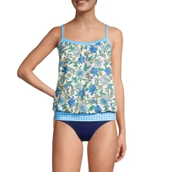 Women's Chlorine Resistant Blouson Tankini Swimsuit Top