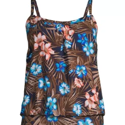 Women's Chlorine Resistant Blouson Tankini Swimsuit Top