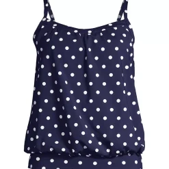 Women's Chlorine Resistant Blouson Tankini Swimsuit Top