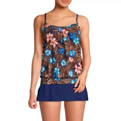 Women's Chlorine Resistant Blouson Tankini Swimsuit Top