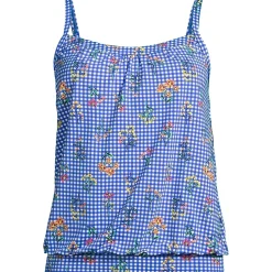 Women's Chlorine Resistant Blouson Tankini Swimsuit Top