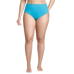 Women's Chlorine Resistant High Leg High Waisted Bikini Swim Bottoms
