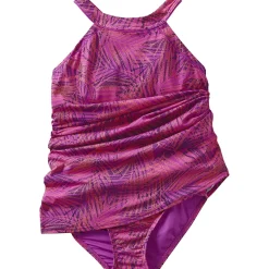 Women's Chlorine Resistant High Neck Swim Dress One Piece Swimsuit