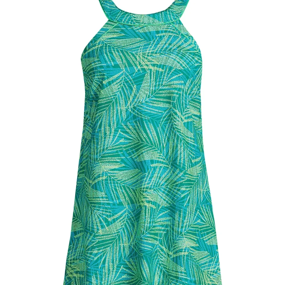 Women's Chlorine Resistant High Neck Swim Dress One Piece Swimsuit