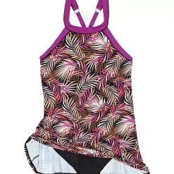 Women's Chlorine Resistant High Neck Swim Dress One Piece Swimsuit