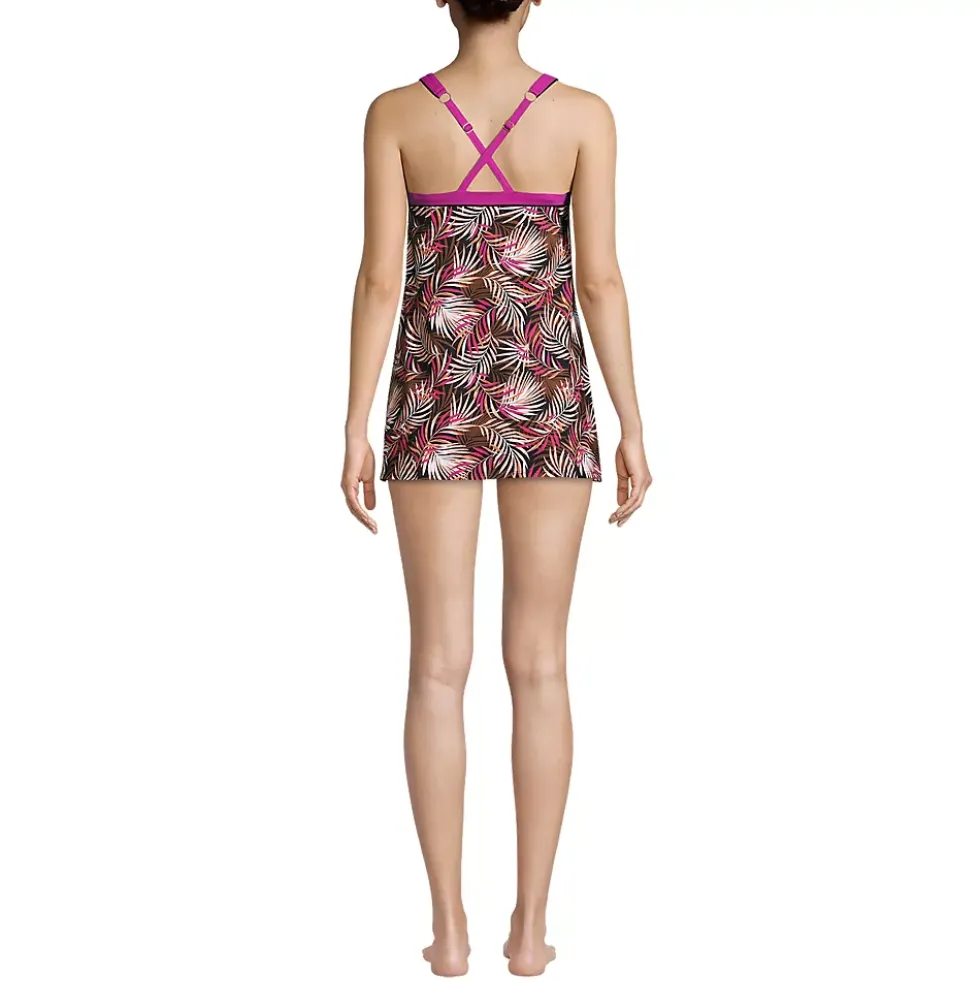 Women's Chlorine Resistant High Neck Swim Dress One Piece Swimsuit