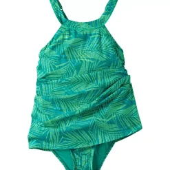 Women's Chlorine Resistant High Neck Swim Dress One Piece Swimsuit