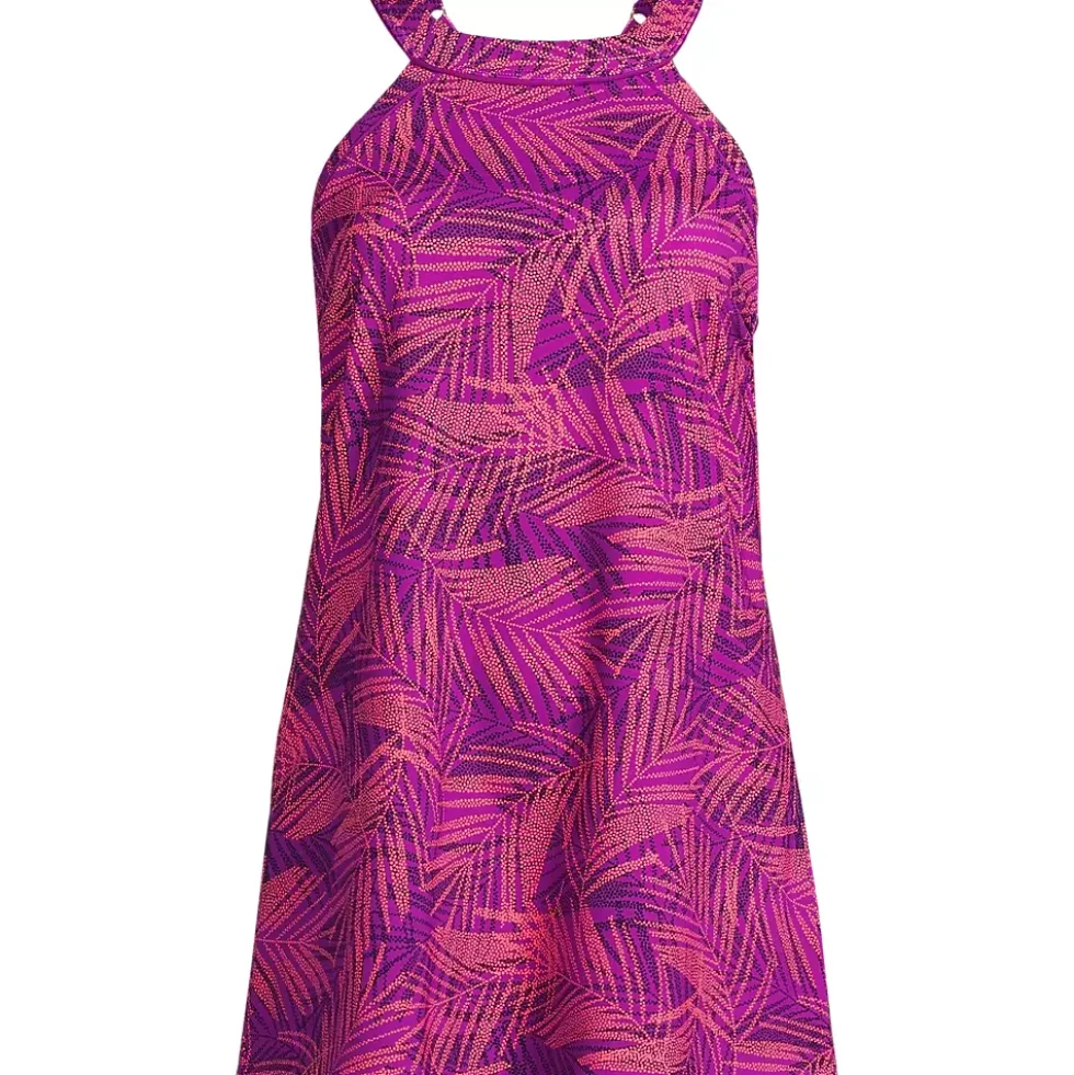 Women's Chlorine Resistant High Neck Swim Dress One Piece Swimsuit