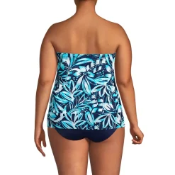 Women's Chlorine Resistant Mesh Bandeau High Leg Fauxkini One Piece Swimsuit