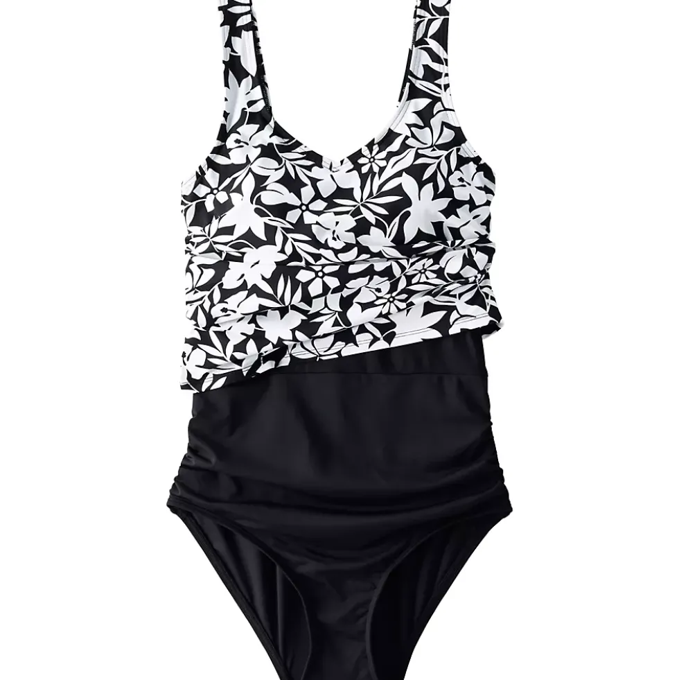Women's Chlorine Resistant One Piece Fauxkini Swimsuit