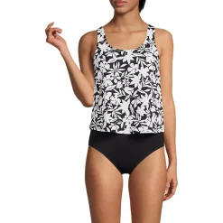 Women's Chlorine Resistant One Piece Scoop Neck Fauxkini Swimsuit