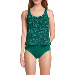 Women's Chlorine Resistant One Piece Scoop Neck Fauxkini Swimsuit