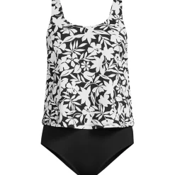 Women's Chlorine Resistant One Piece Scoop Neck Fauxkini Swimsuit