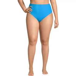 Women's Chlorine Resistant Ottoman Rib High Waisted Bikini Bottoms