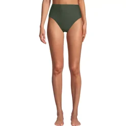 Women's Chlorine Resistant Ottoman Rib High Waisted Bikini Bottoms
