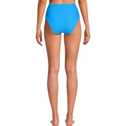Women's Chlorine Resistant Ottoman Rib High Waisted Bikini Bottoms