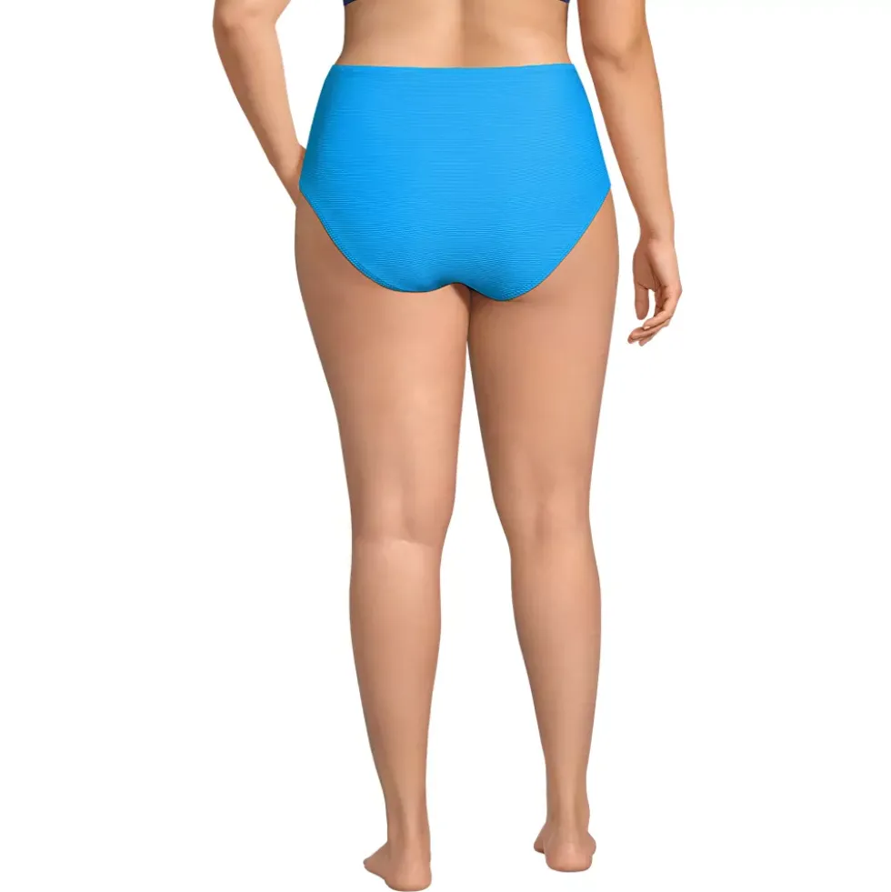 Women's Chlorine Resistant Ottoman Rib High Waisted Bikini Bottoms
