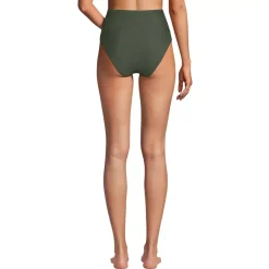 Women's Chlorine Resistant Ottoman Rib High Waisted Bikini Bottoms