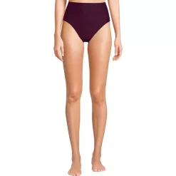 Women's Chlorine Resistant Ottoman Rib High Waisted Bikini Bottoms