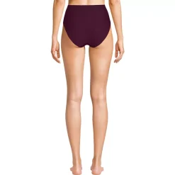 Women's Chlorine Resistant Ottoman Rib High Waisted Bikini Bottoms