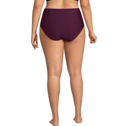 Women's Chlorine Resistant Ottoman Rib High Waisted Bikini Bottoms