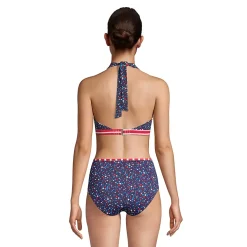 Women's Chlorine Resistant Reversible Halter Bikini Top Swimsuit
