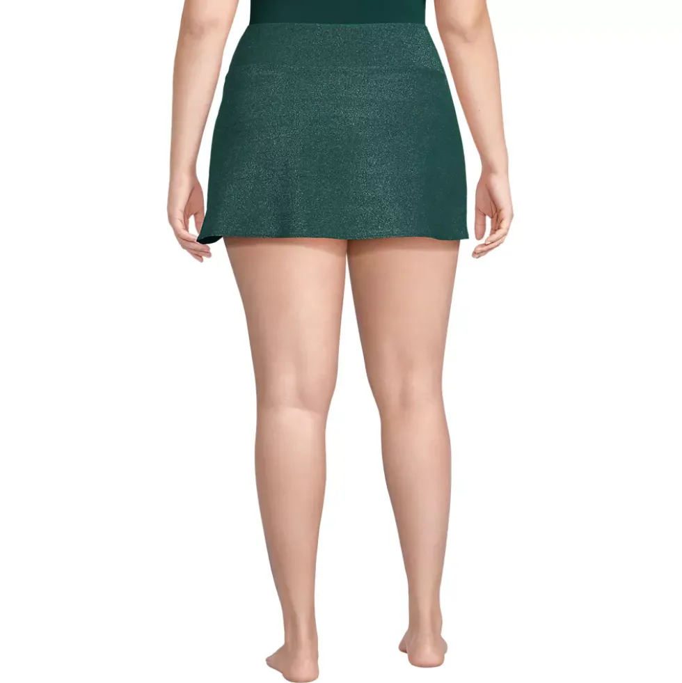 Women's Chlorine Resistant Shine Twist Front Mini Swim Cover-up Skirt