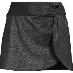 Women's Chlorine Resistant Shine Twist Front Mini Swim Cover-up Skirt