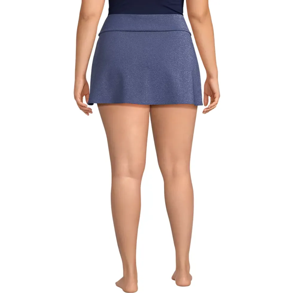 Women's Chlorine Resistant Shine Twist Front Mini Swim Cover-up Skirt
