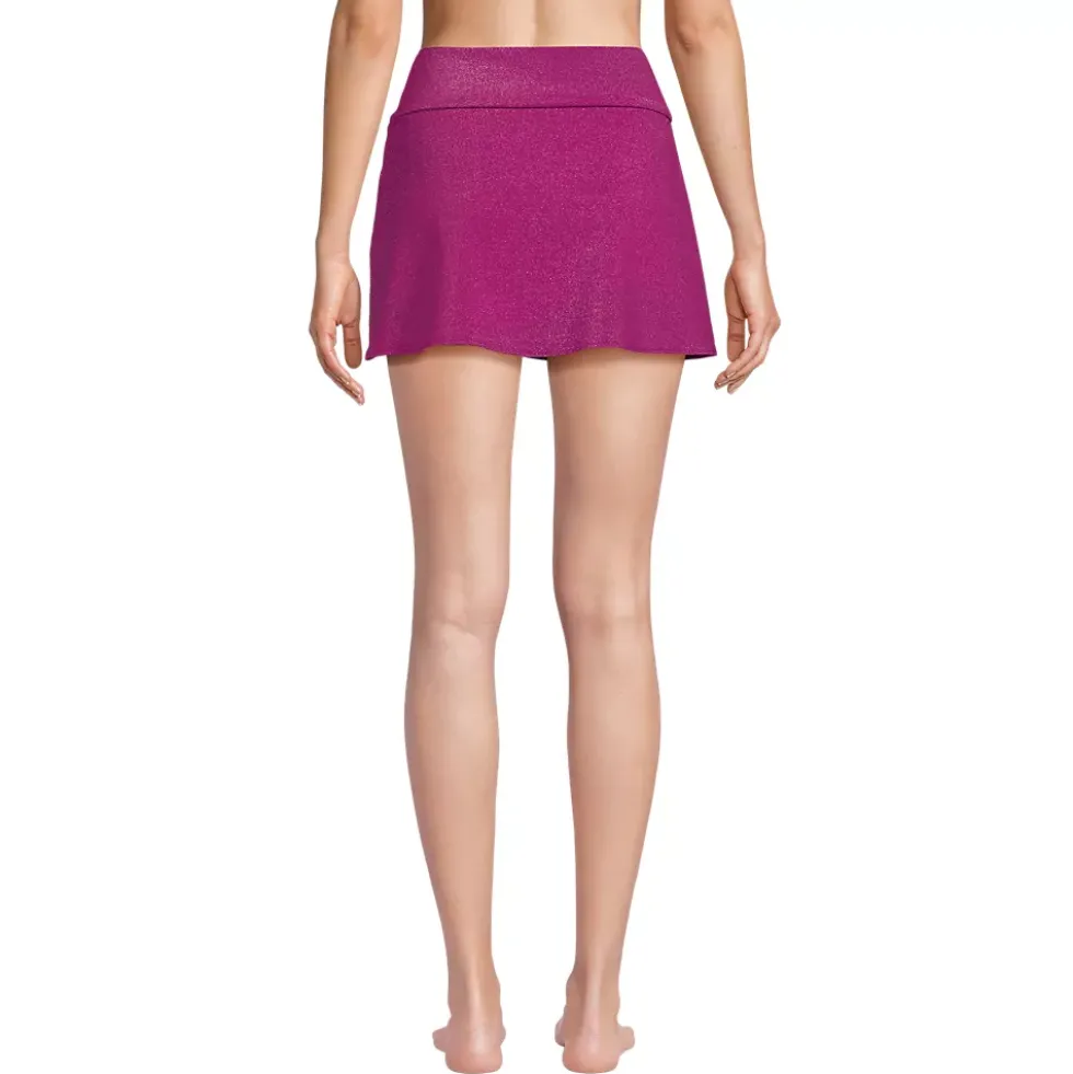 Women's Chlorine Resistant Shine Twist Front Mini Swim Cover-up Skirt
