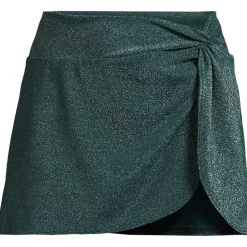 Women's Chlorine Resistant Shine Twist Front Mini Swim Cover-up Skirt