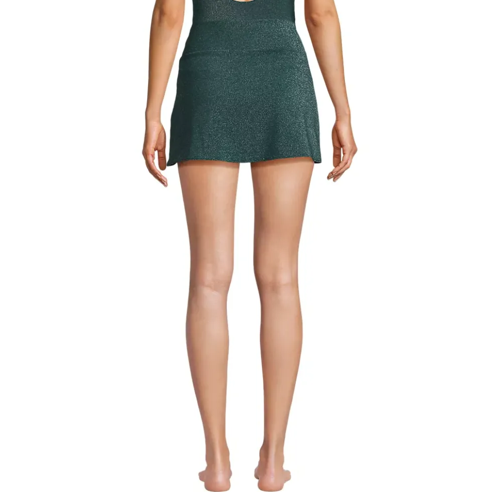 Women's Chlorine Resistant Shine Twist Front Mini Swim Cover-up Skirt