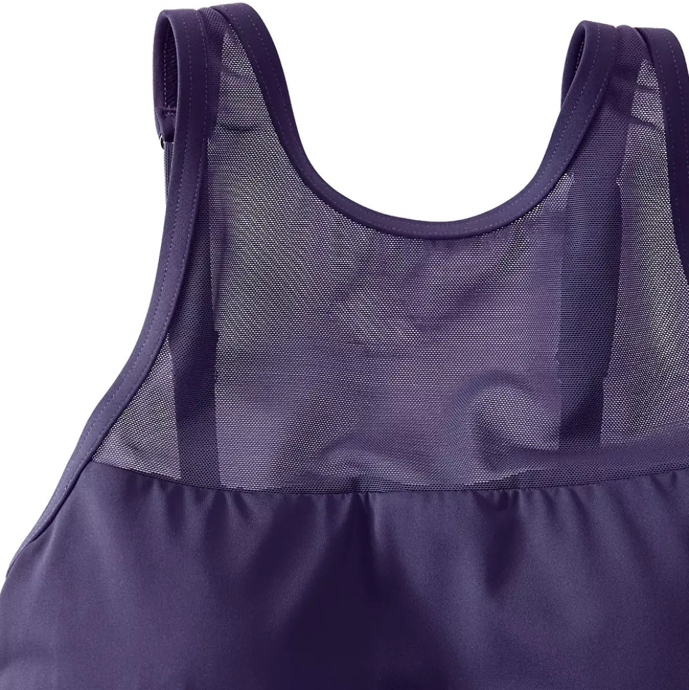Women's Chlorine Resistant Smoothing Control Mesh High Neck Tankini Swimsuit Top