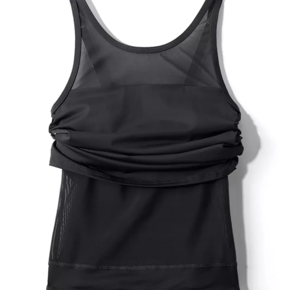 Women's Chlorine Resistant Smoothing Control Mesh High Neck Tankini Swimsuit Top