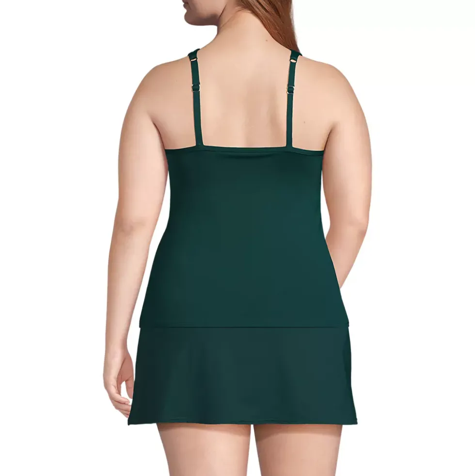Women's Chlorine Resistant Smoothing Control Mesh High Neck Tankini Swimsuit Top