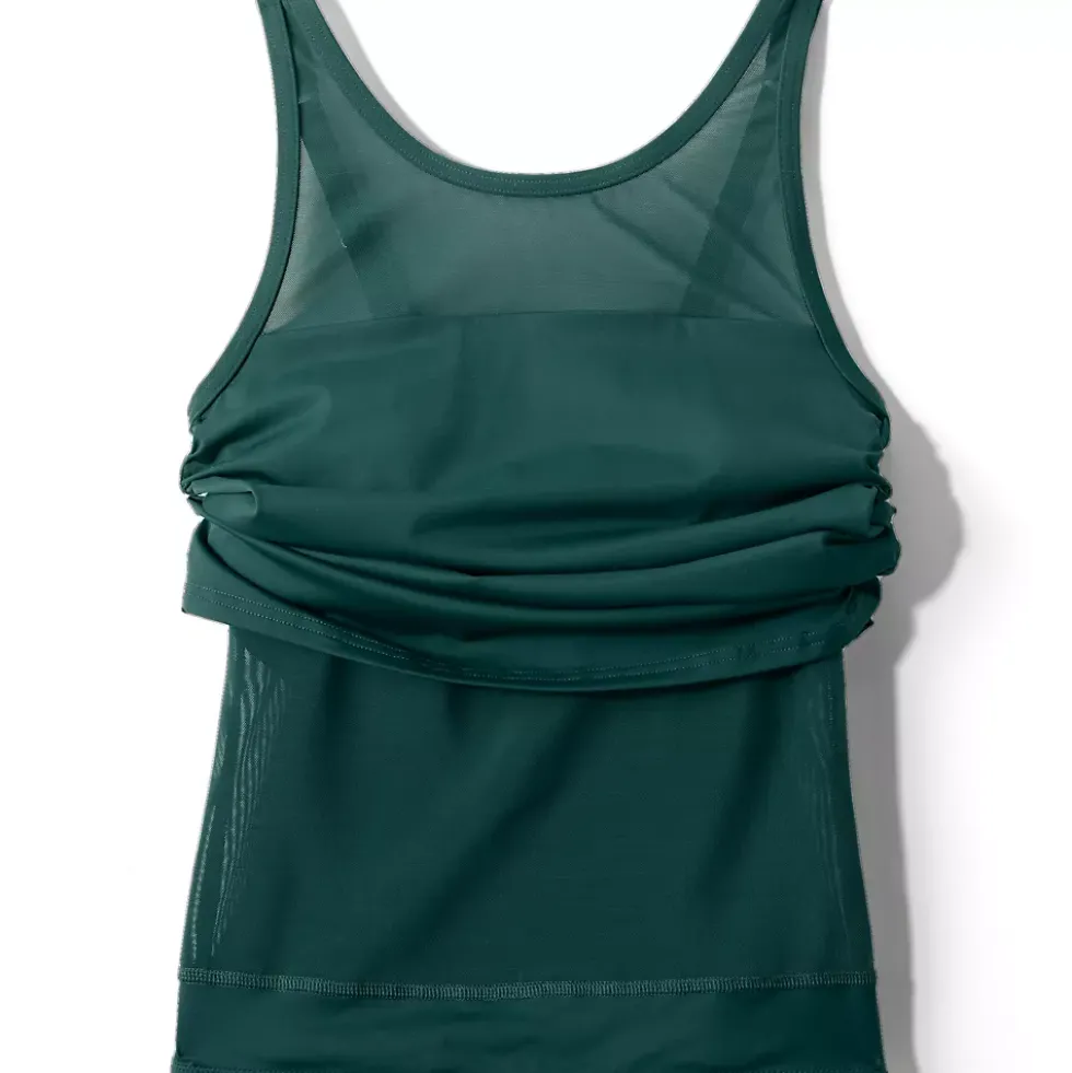 Women's Chlorine Resistant Smoothing Control Mesh High Neck Tankini Swimsuit Top