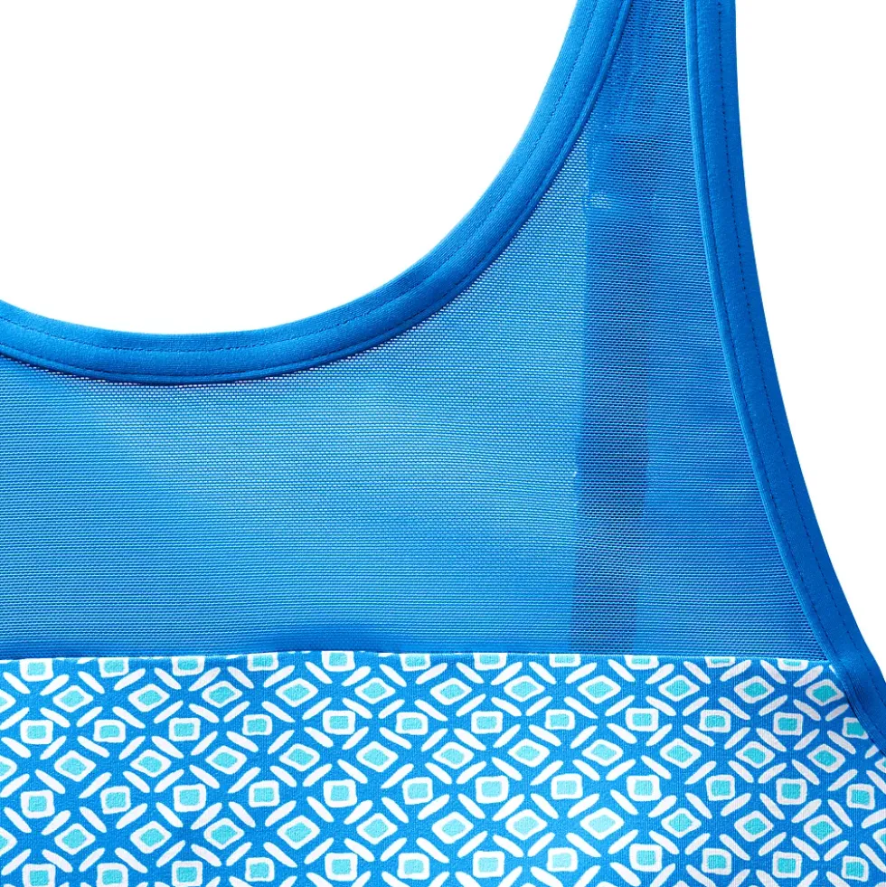 Women's Chlorine Resistant Smoothing Control Mesh High Neck Tankini Swimsuit Top